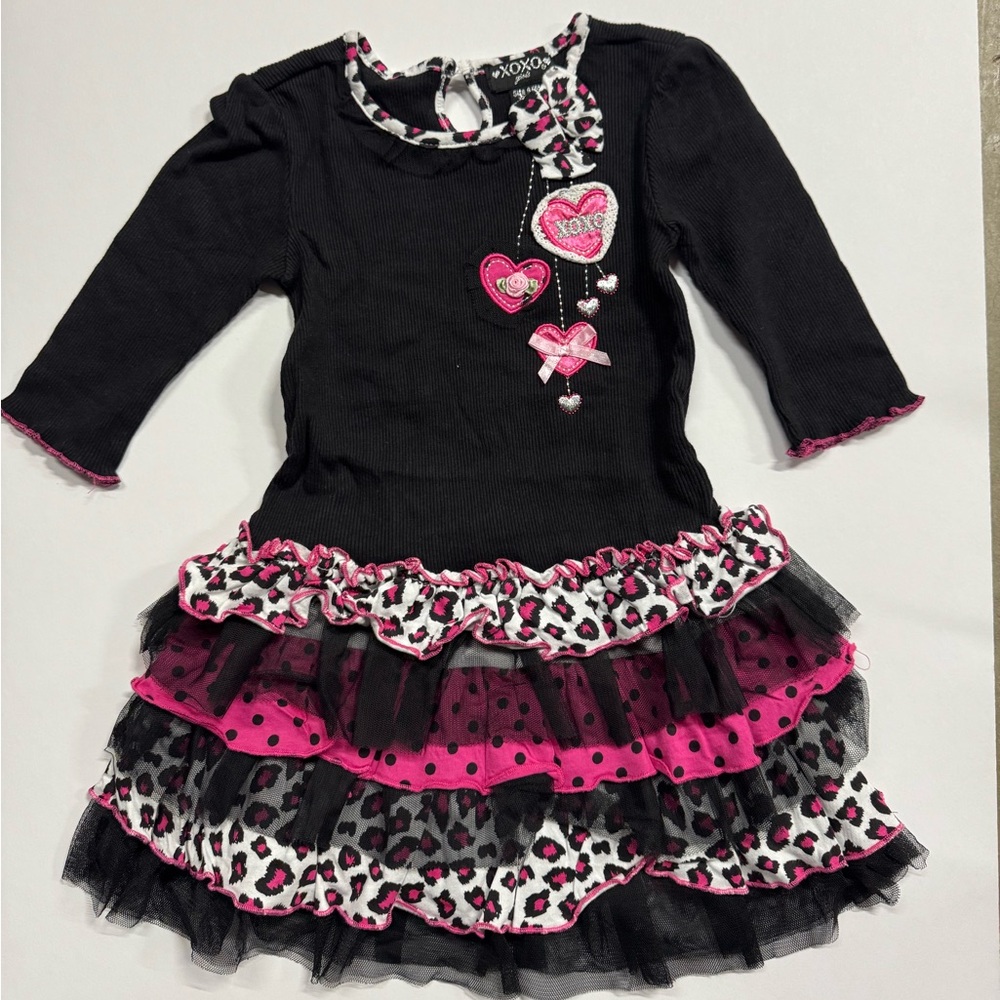 XOXO Black and Pink Leopard Print Dress